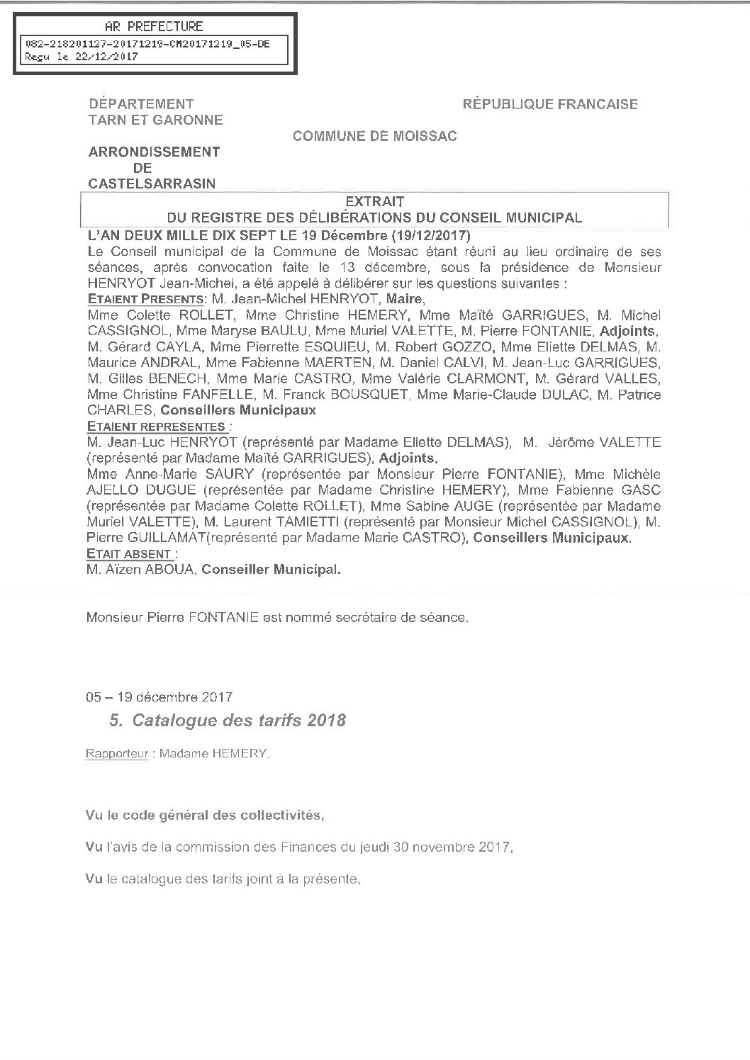 05 CATALOGUE DES TARIFS 2018