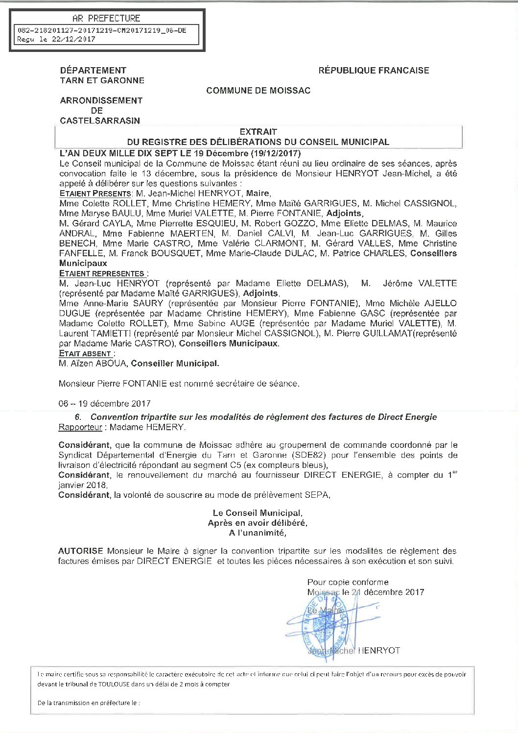 06 CONVENTION TRIPARTITE MODALITES REGLEMENT FACTURES DIRECT ENERGIE