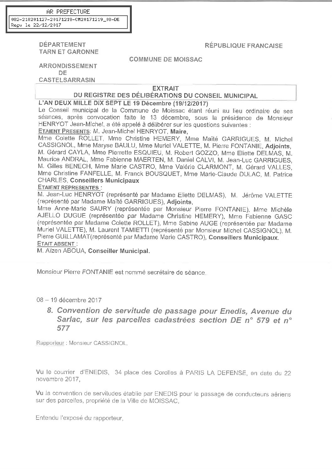 08 CONVENTION DE SERVITUDE ENEDIS AVENUE DU SARLAC