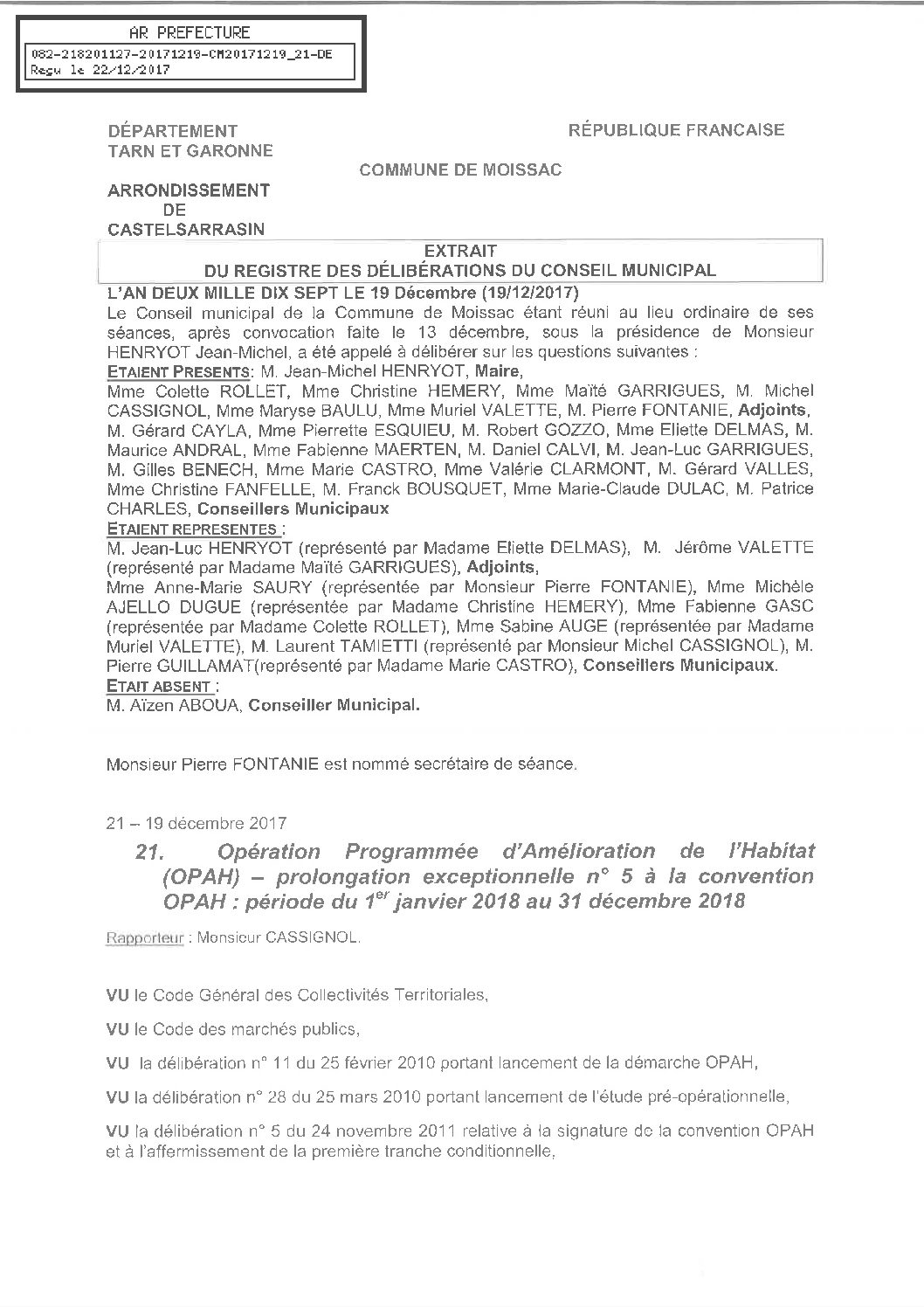 21 OPAH PROLONGATION EXCEPTIONNELLE N5 A LA CONVENTION OPAH 2018