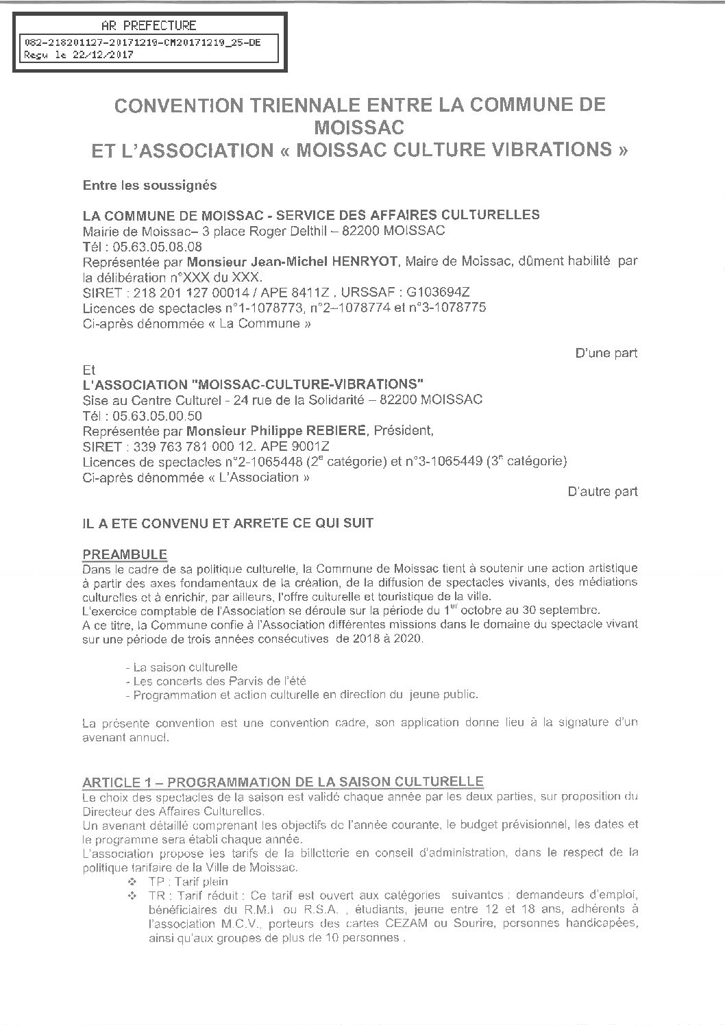 25 PIECE CONVENTION COMMUNE MCV