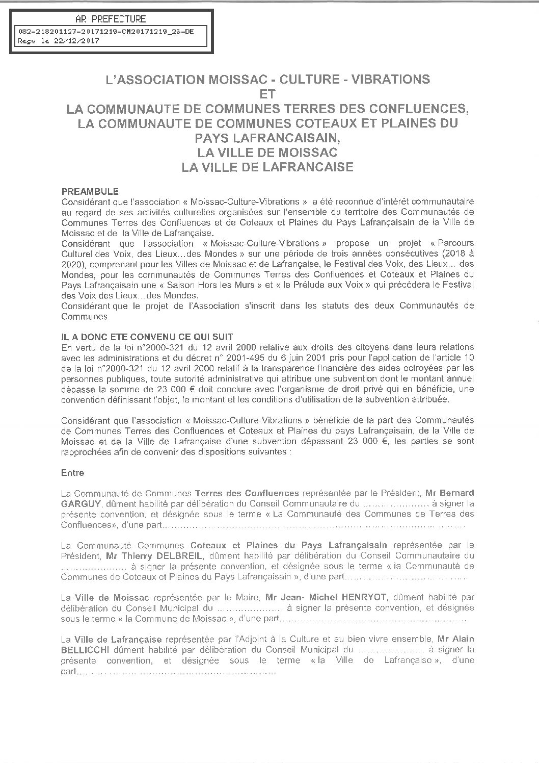 26 PIECE CONVENTION TRIENNALE D OBJECTIFS