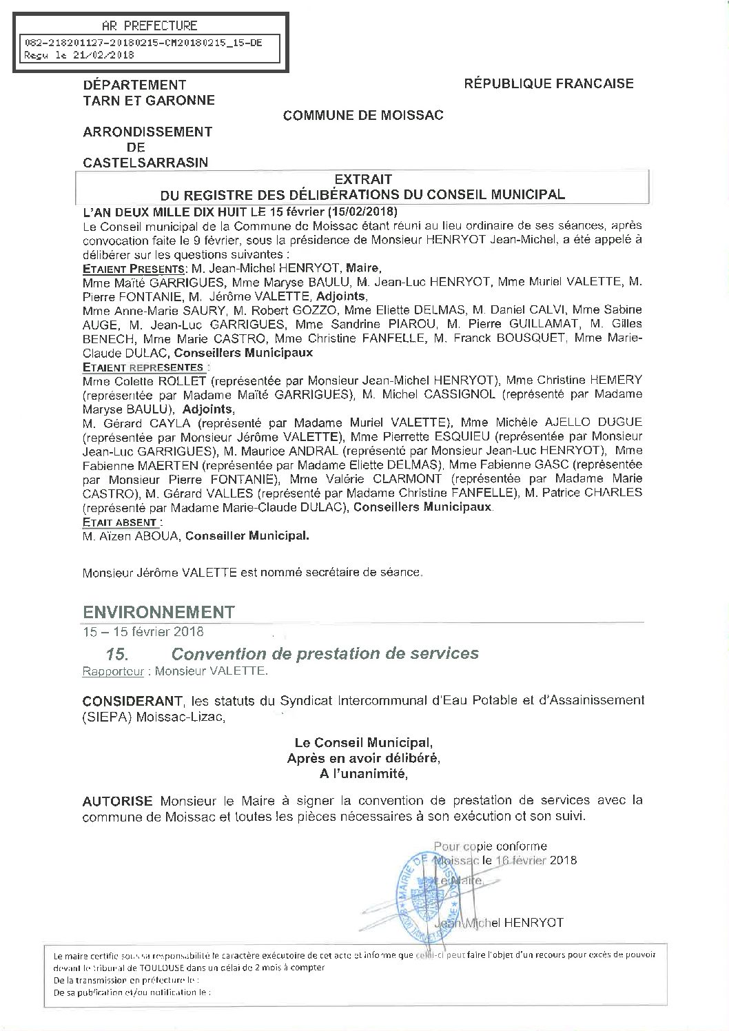 15 CONVENTION PRESTATION SERVICES