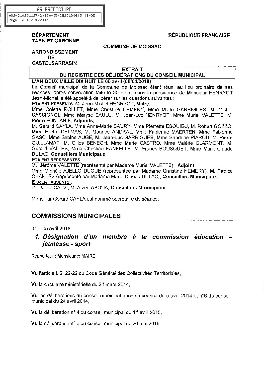 01 DESIGNATION MEMBRE COMMISSION EDUCATION JEUNESSE SPORT