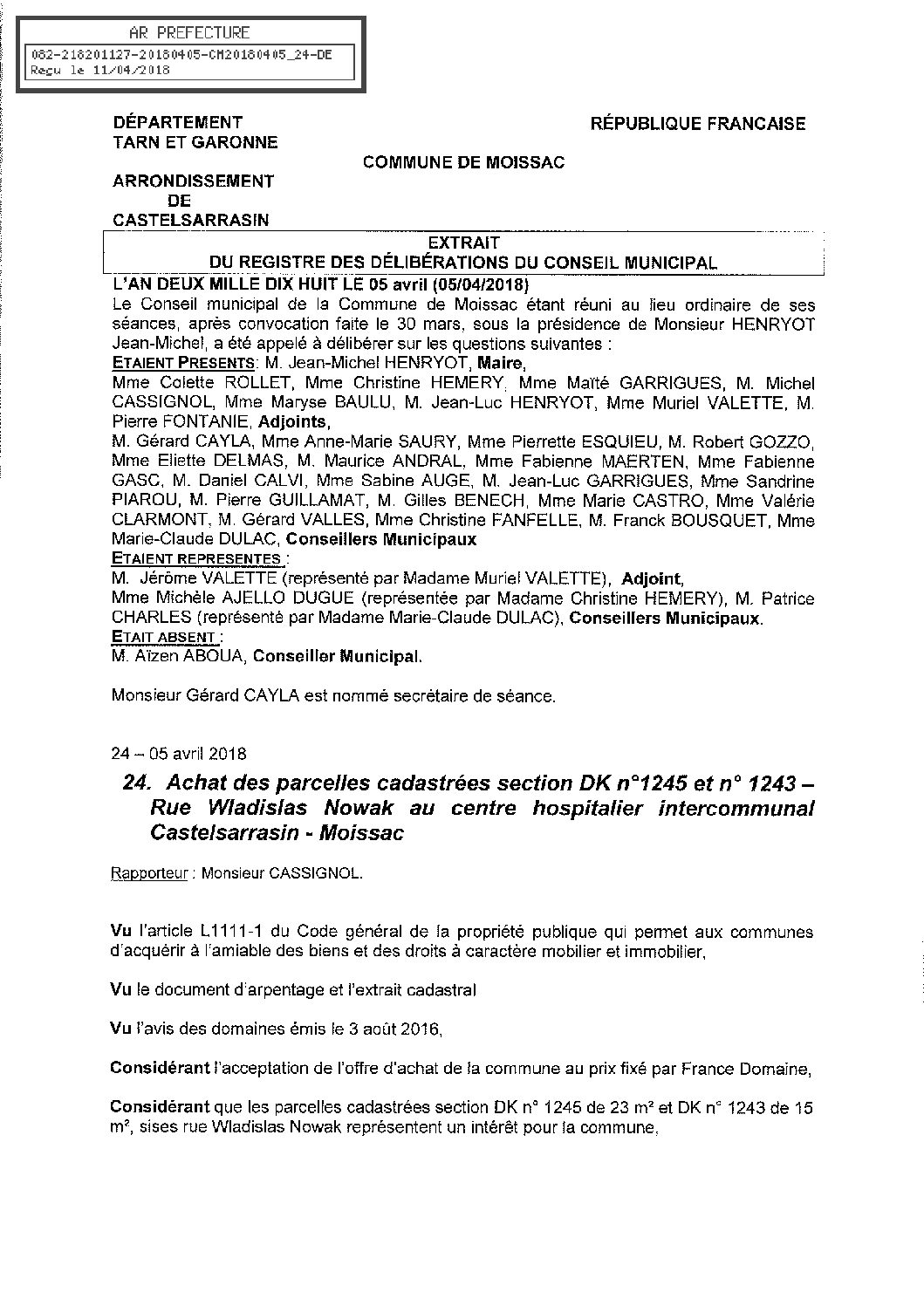 24 ACHAT PARCELLES RUE W. NOWAK AU CHICM