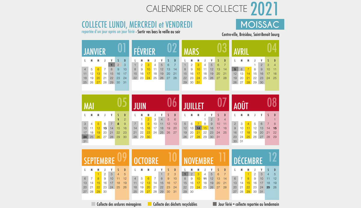 Collecte des déchets : consultez le calendrier 2021 - Ville de Moissac