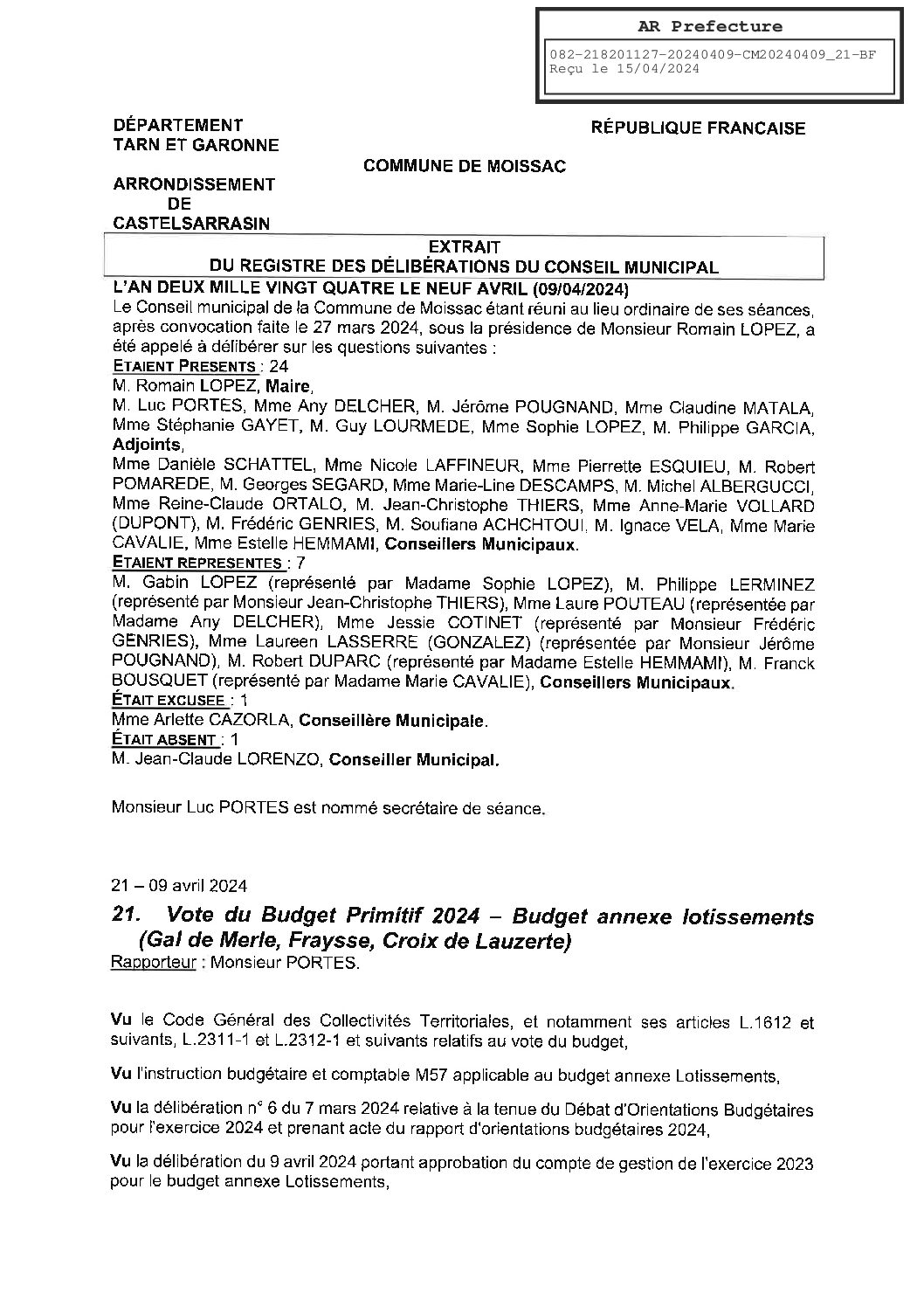 2024.04.21 BUDGET PRIMITIF 2024 BUDGET ANNEXE LOTISSEMENTS