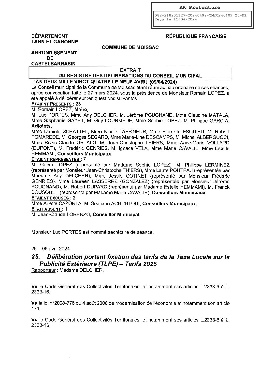 2024.04.25 FIXATION TARIFS 2025 TLPE