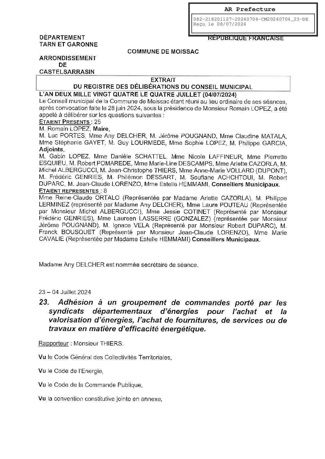 2024.07.23 ADHESION NGROUPEMENT DE COMMANDES PORTE PAR LES SDE