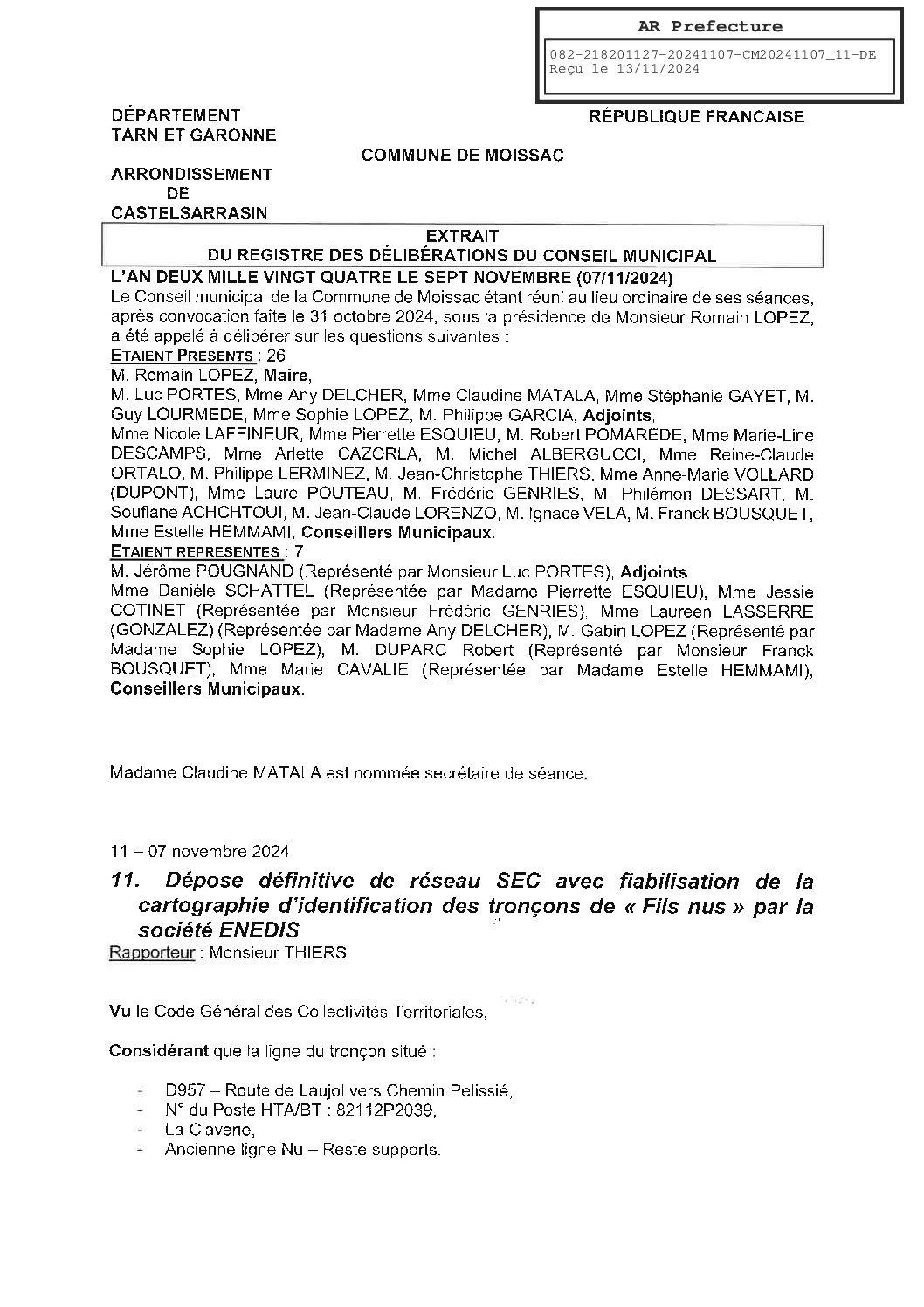 2024.11.11 DEPOSE DEFINITIVE DE RESEAU SEC AVEC FIABILISATION DE LA CARTOGRAPHIE D IDENTIFICATION