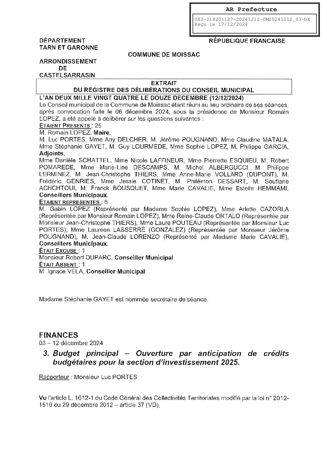 2024.12.03 BUDGET PRINCIPAL OUVERTURE PAR ANTICIPATION DE CREDITS