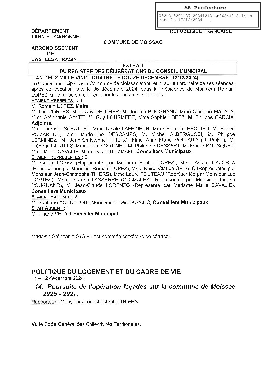 2024.12.14 POURSUITE DE L’OPERATION FACADES SUR LA COMMUNE DE MOISSAC 2025 2027
