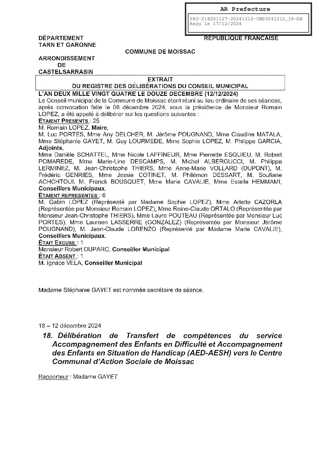 2024.12.18 TRANSFERT DE COMPETENCES DU SERVICE AED AESH AU CCAS