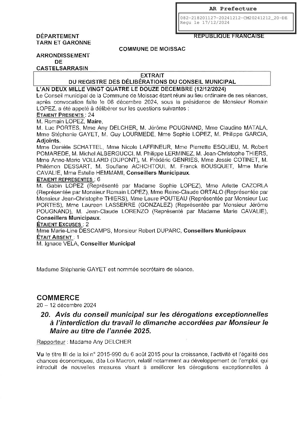 2024.12.20 AVIS DU CONSEIL OUVERTURE DOMINICALES