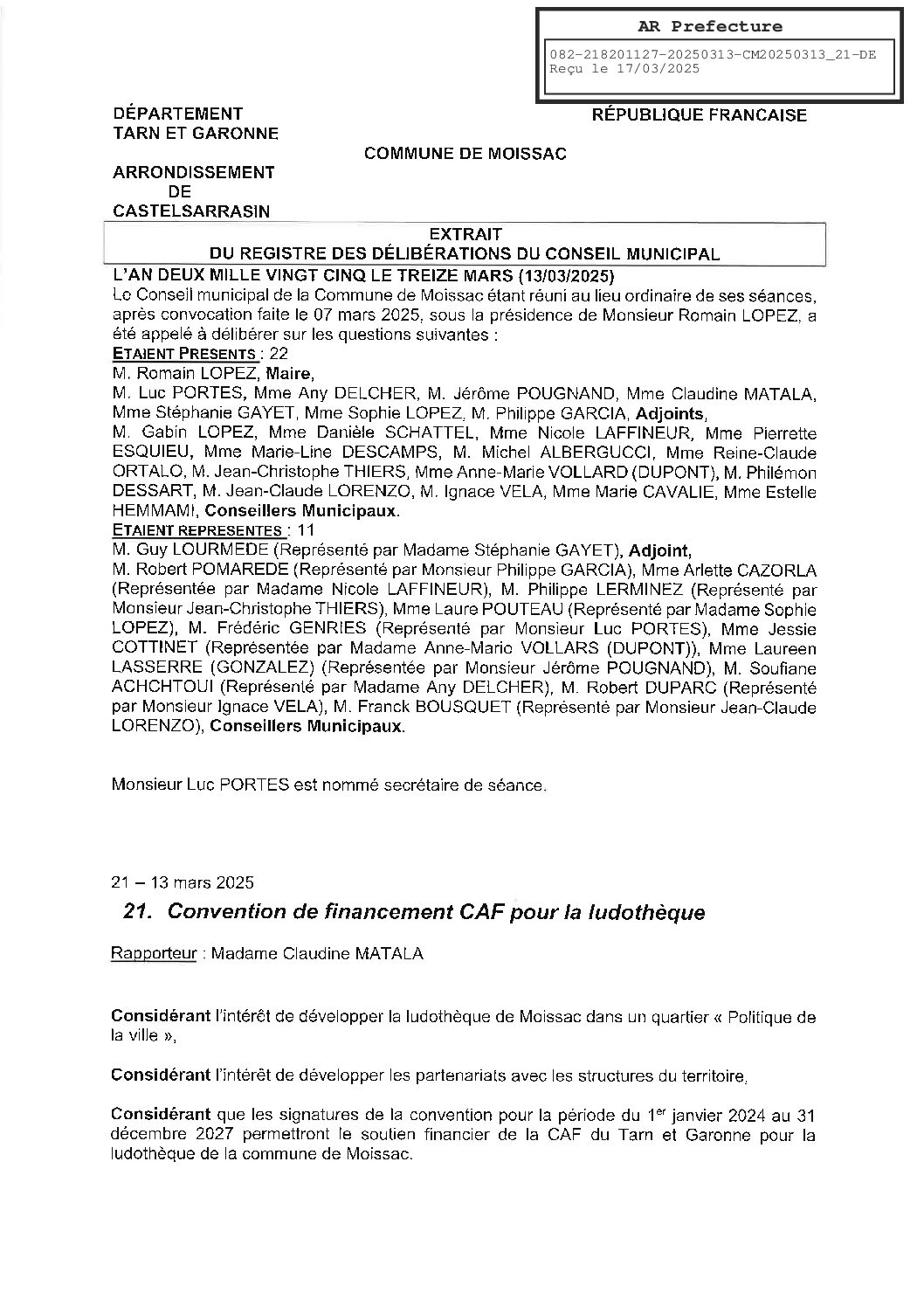 20250313 21 DELIBERATION