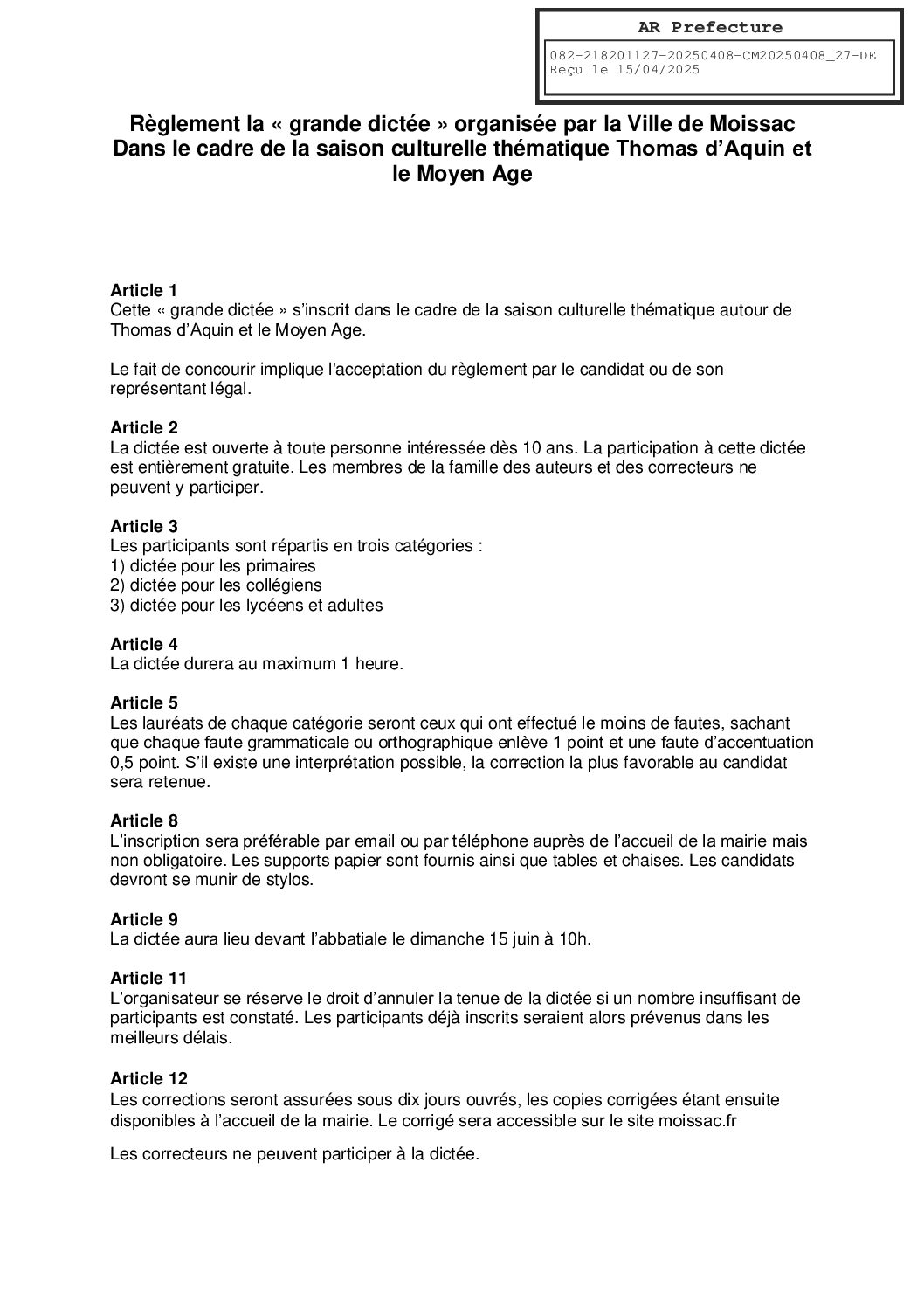 27 PIECE CULTURE REGLEMENT DICTEE GEANTE 2025 V2