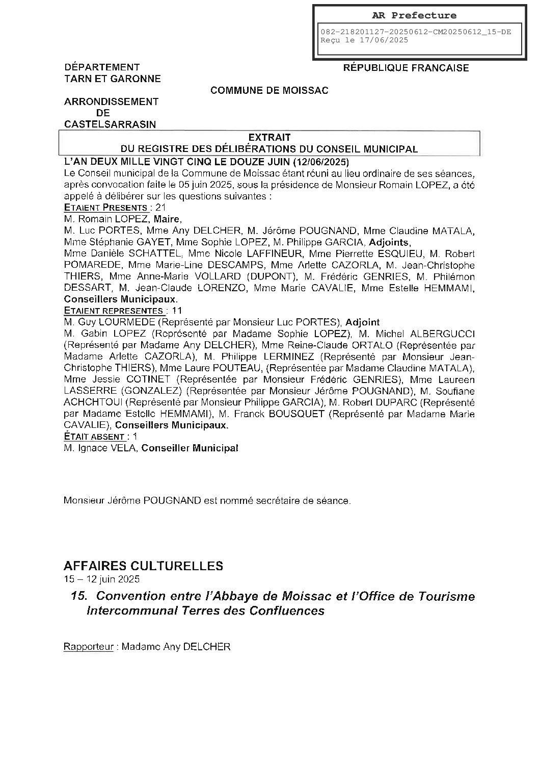 15 CONVENTION ENTRE L’ABBAYE ET L OTI TERRES DES CONFLUENCES