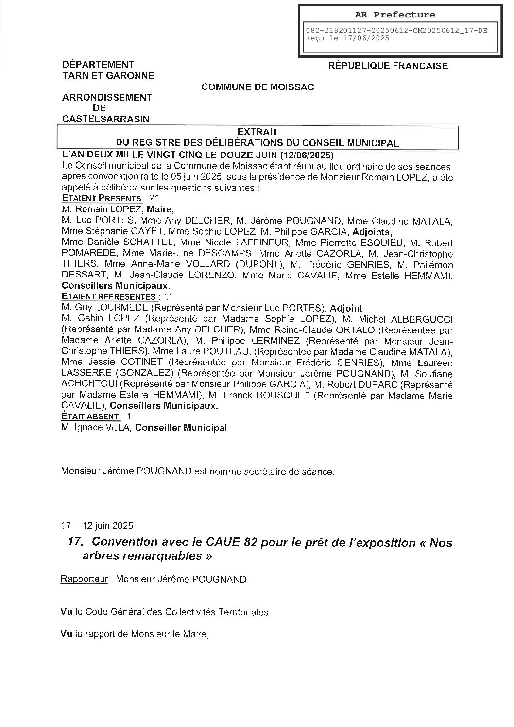 17 CONVENTION AVEC LE CAUE POUR PRET D’UNE EXPOSITION