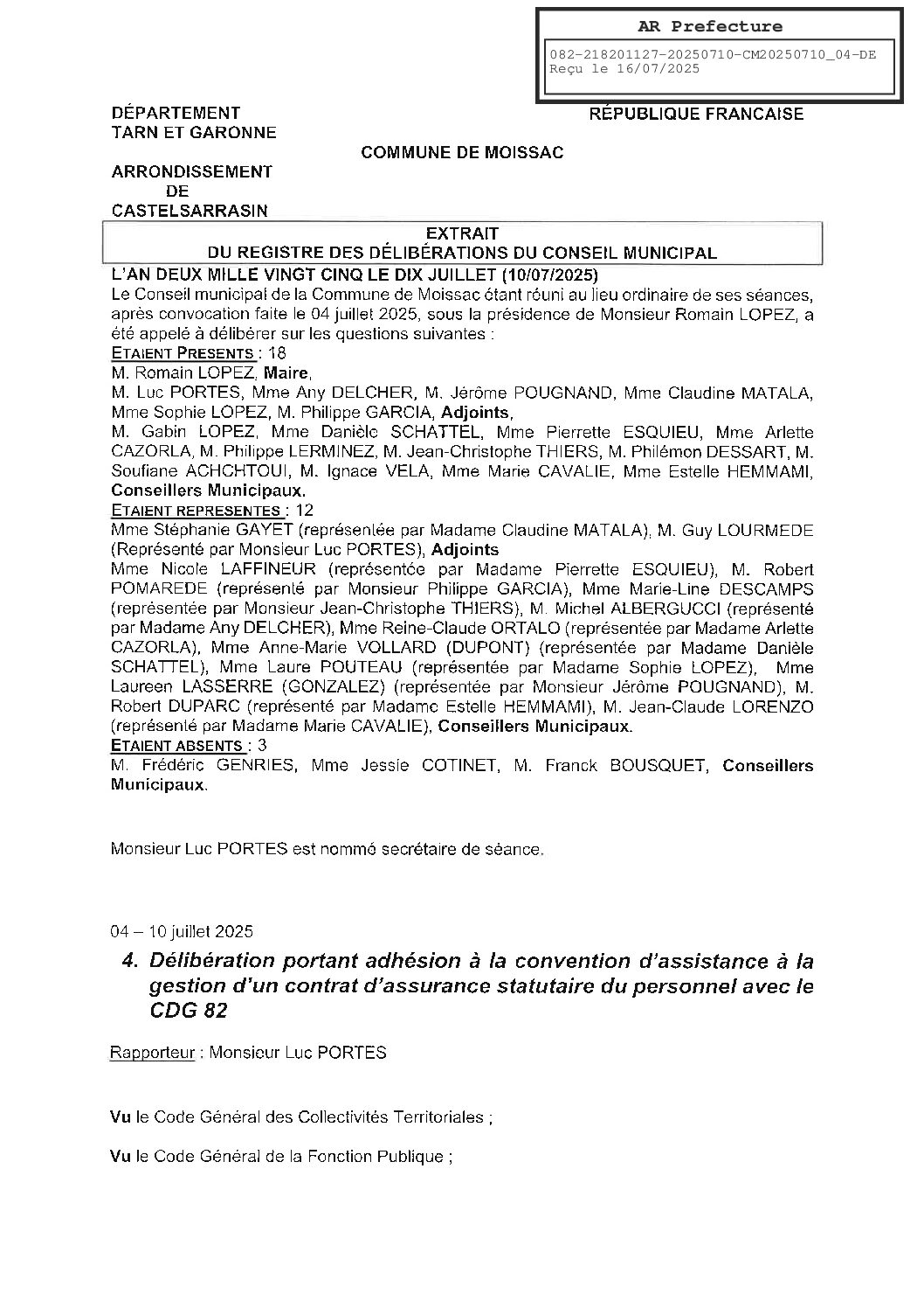 2025.07.04 ADHESION A LA CONVENTION ASSISTANCE GESTION CONTRAT ASSURANCE STATUTAIRE CDG 82