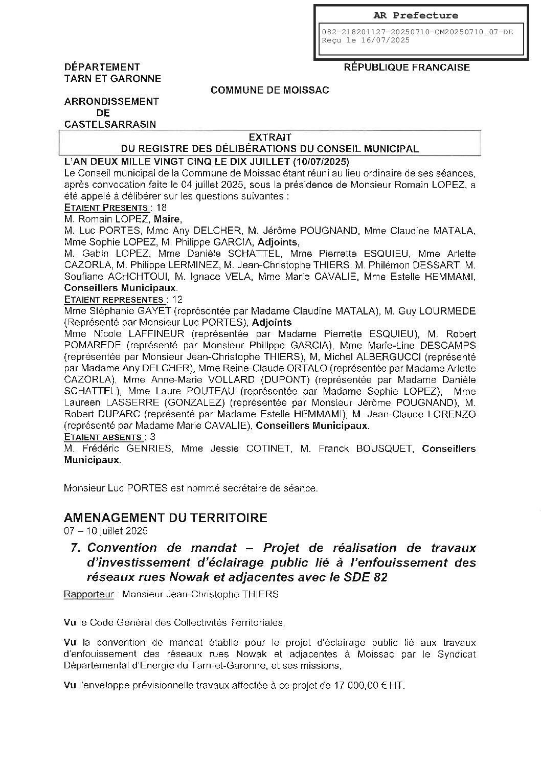 2025.07.07 CONVENTION DE MANDAT SDE 82 TRAVAUX ENFOUISSEMENT ECLAIRAGE PUBLIC