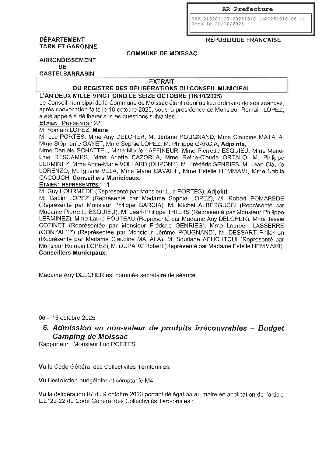 06 ADMISSION EN NON VALEUR DE PRODUITS IRRECOUVRABLES