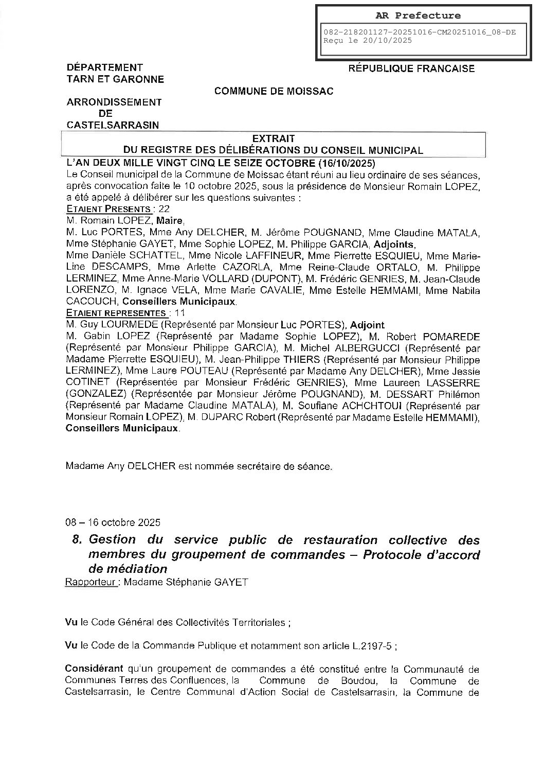 08 GESTION DU SERVICE PUBLIC DE RESTAURATION COLLECTIVE