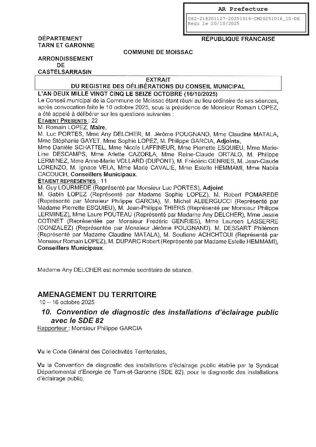 10 CONVENTION DE DIAGNOSTIC DES INSTALLATIONS D ECLAIRAGE PUBLIC