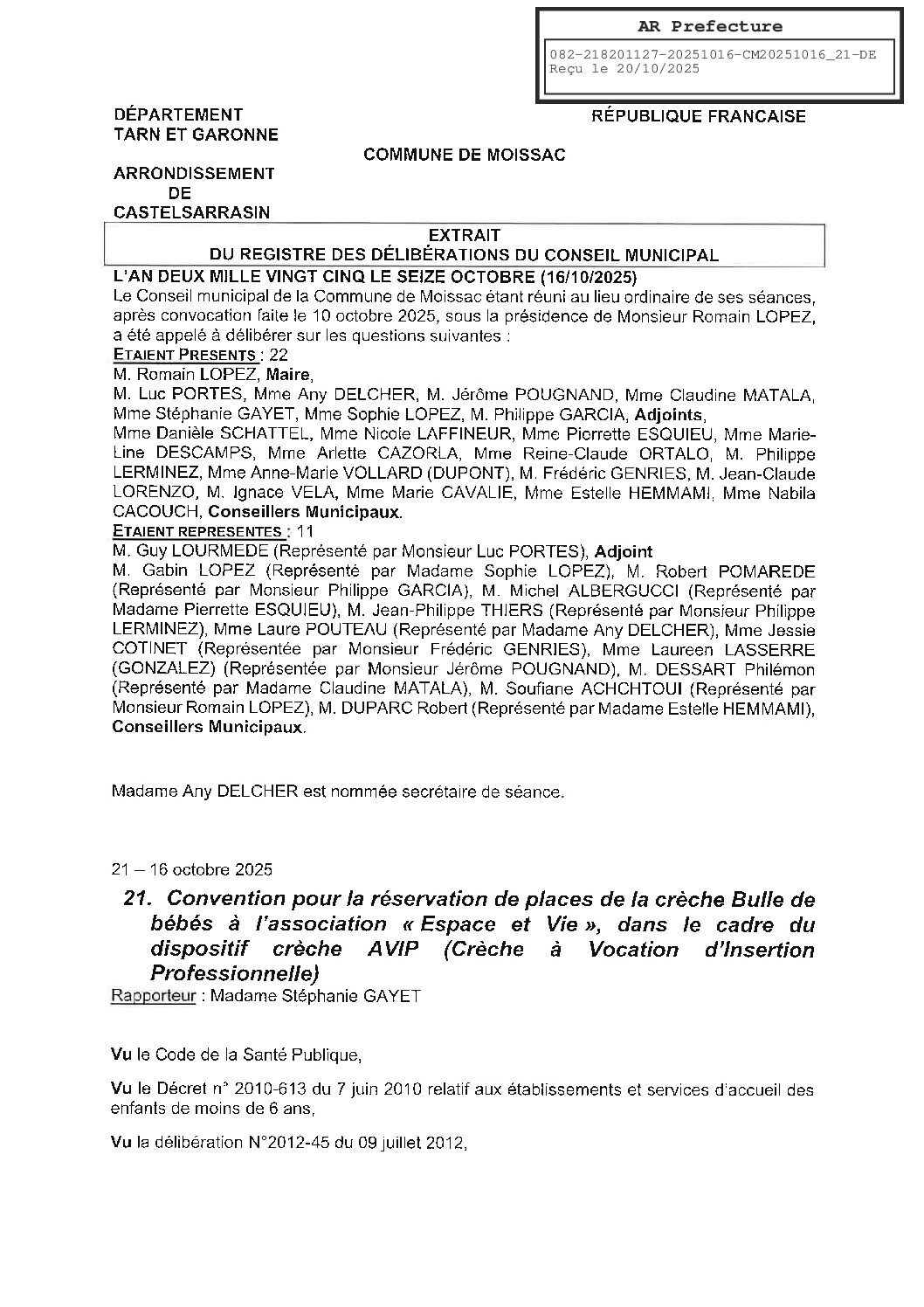 21 CONVENTION DANS LE CADRE DU DISPOSITIF AVIP