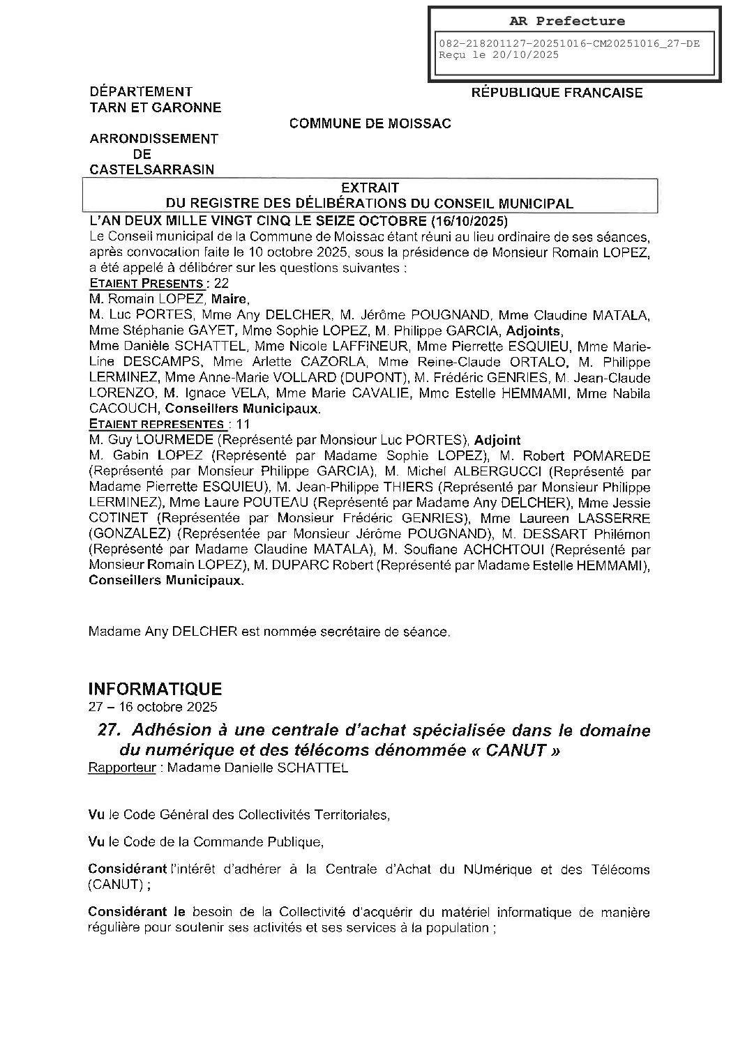 27 ADHESION CENTRALE D ACHAT CANUT