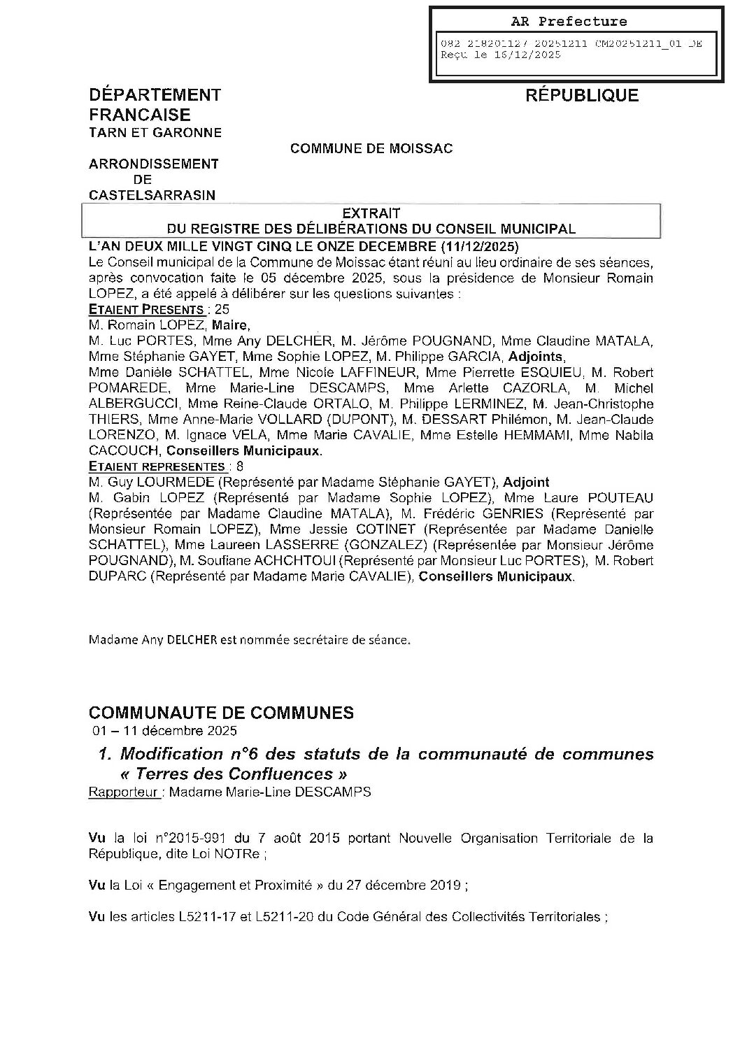 20251211 01 MODIFICATION DES STATUTS N6 DE LA COMMUNAUTE DE COMMUNES