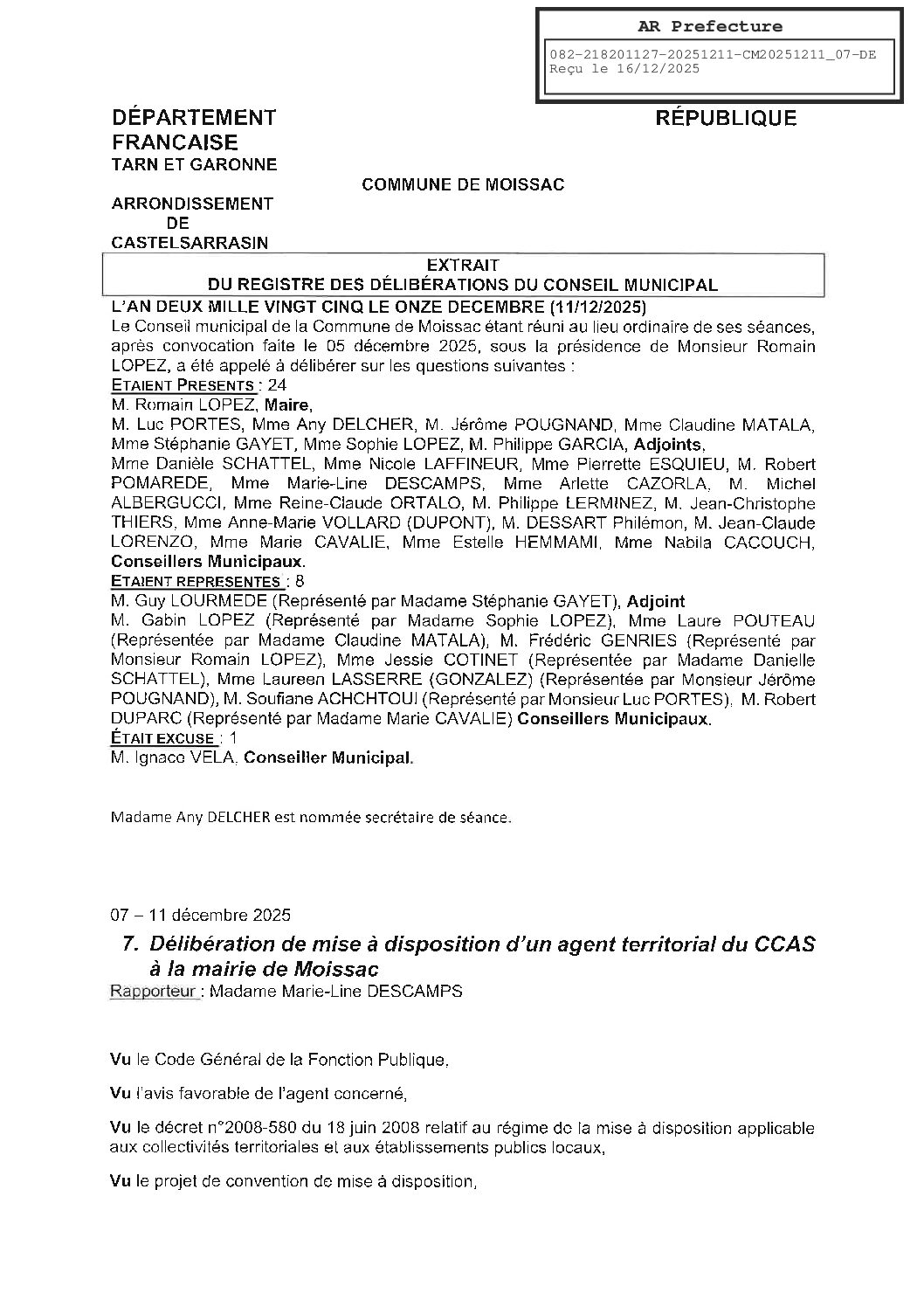 20251211 07 DELIBERATION DE MISE A DISPOSITION D&rsquo;UN ATTACHE TERRITORIAL DU CCAS