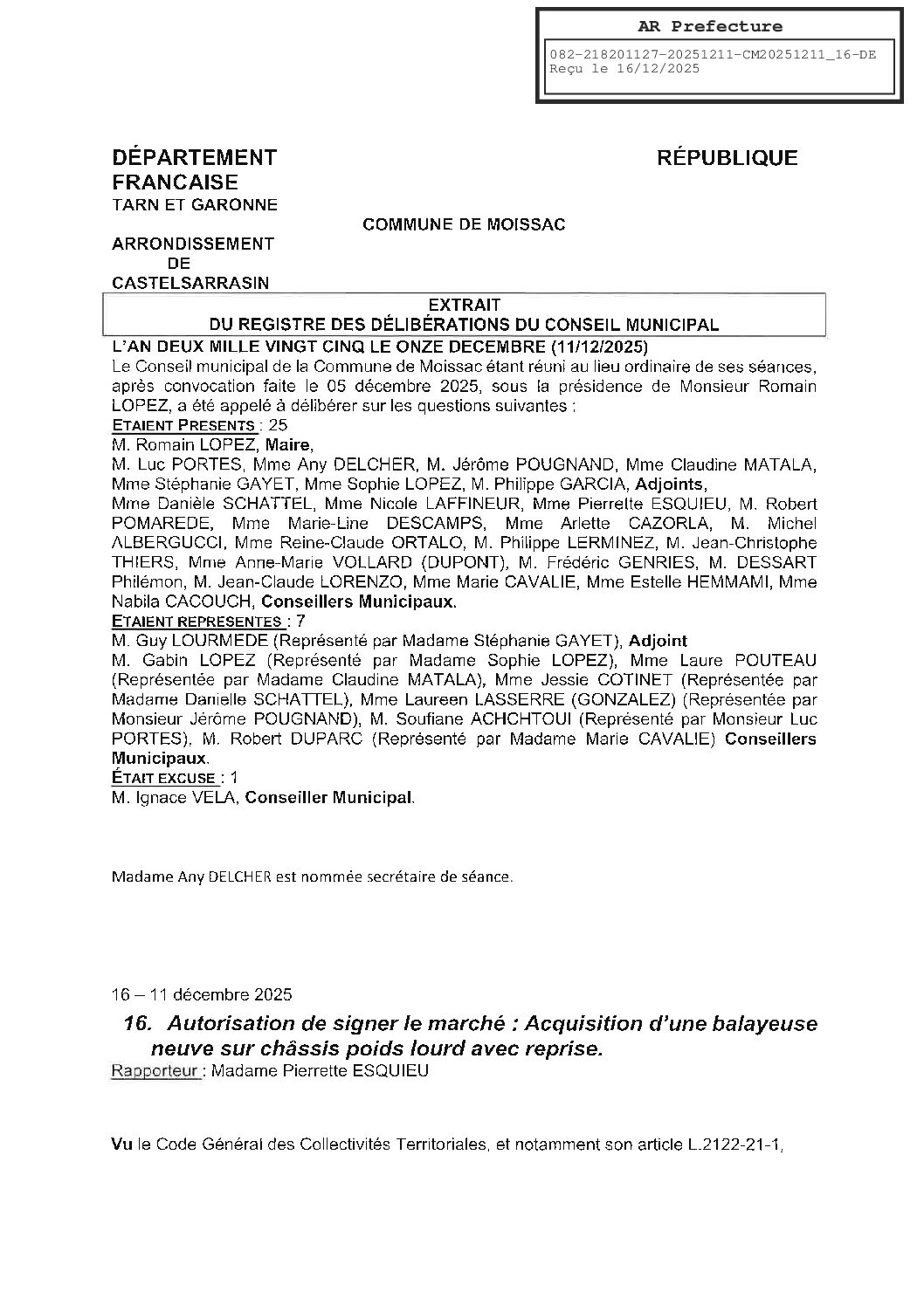 20251211 16 AUTORISATION DE SIGNER LE MARCHE ACQUISITION BALAYEUSE