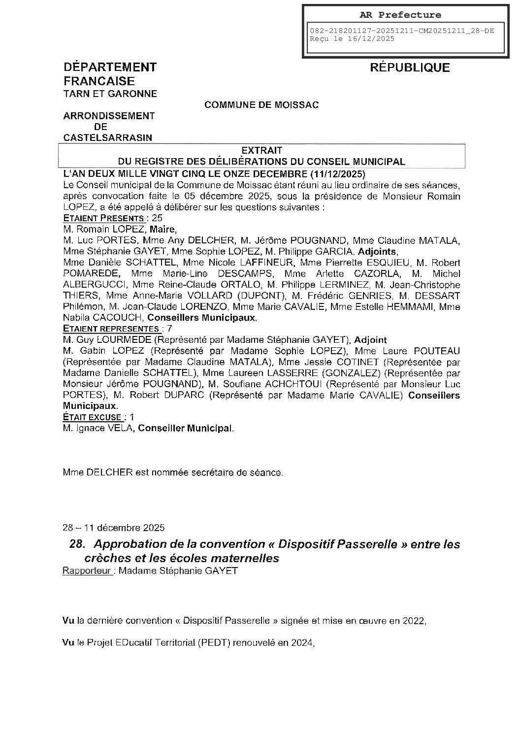 20251211 28 APPROBATION CONVENTION DISPOSITIF PASSERELLE CRECHES ECOLES PUBLIQUES