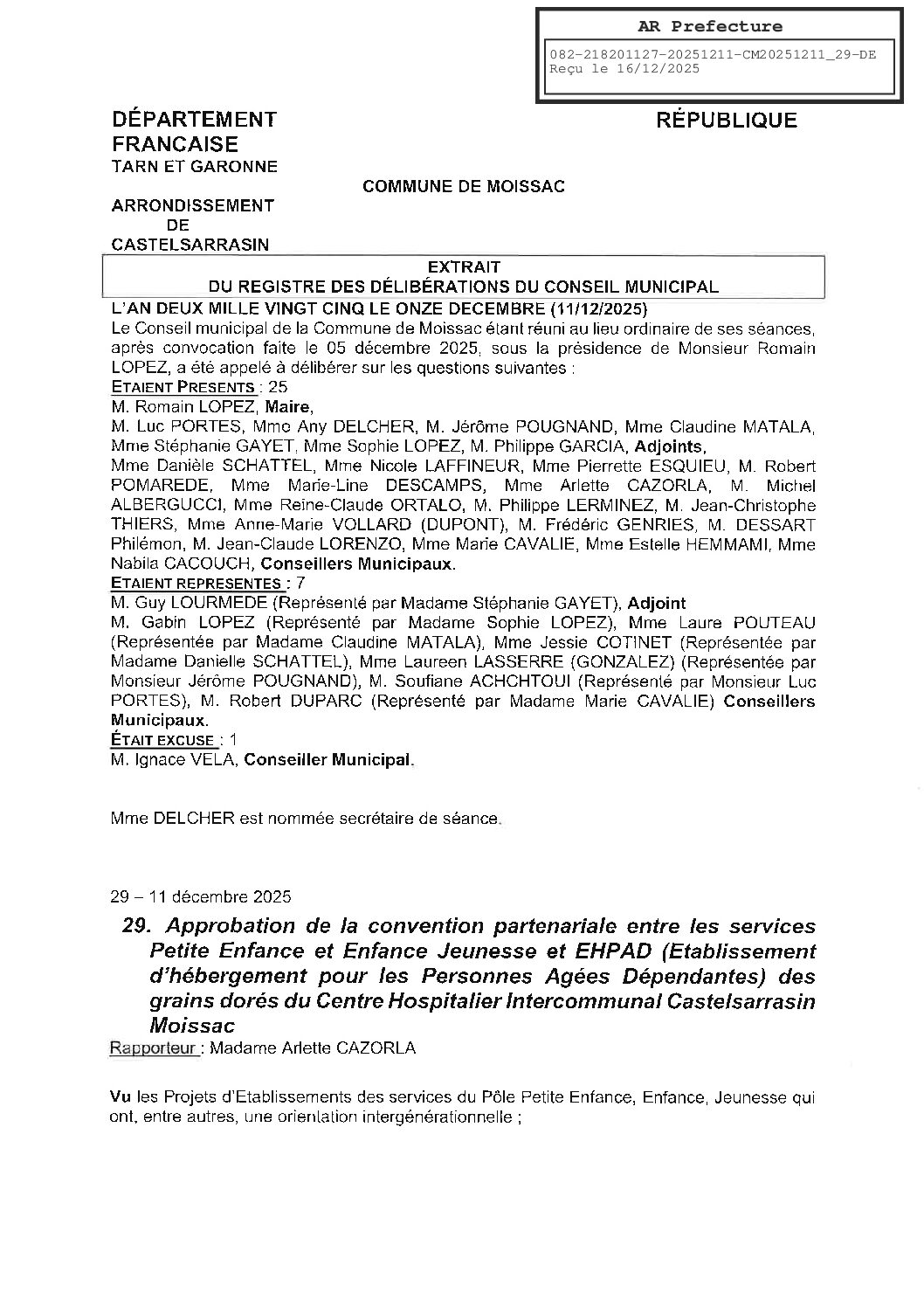 20251211 29 APPROBATION CONVENTION SERVIVCE ENFANCE EHPAD