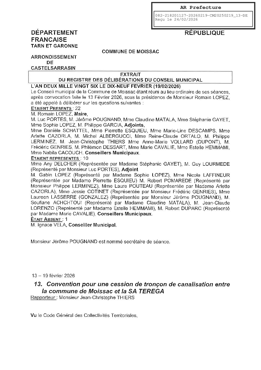 2026.02.19 13 CONVENTYION POUR UNE CESSION DE TRONCON DE CANALISATION AVEC TEREGA