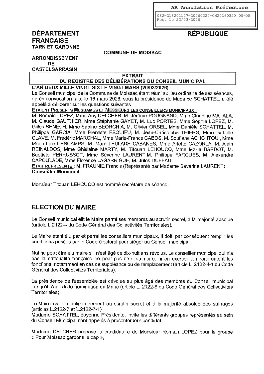 00 ELECTION DU MAIRE