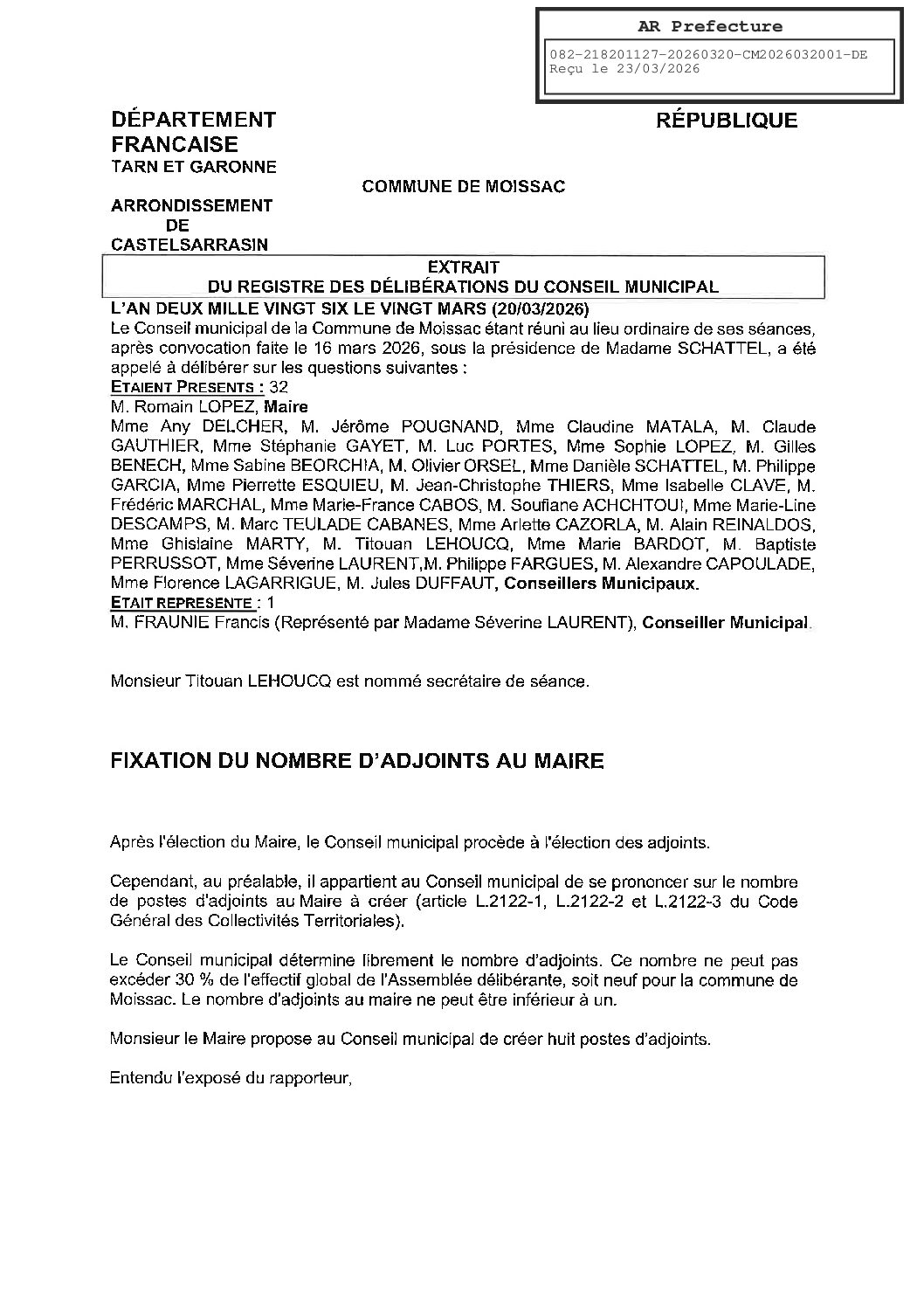 00 ELECTION FIXATION DES ADJOINTS