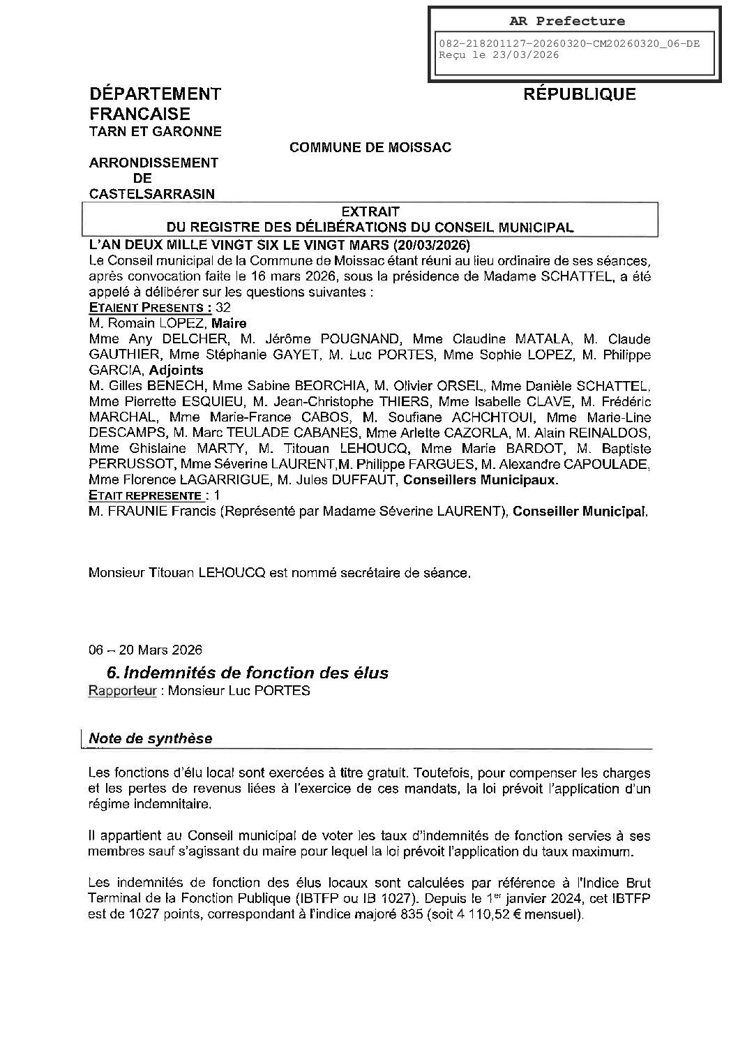 06 INDEMNITES DE FONCTION DES ELUS