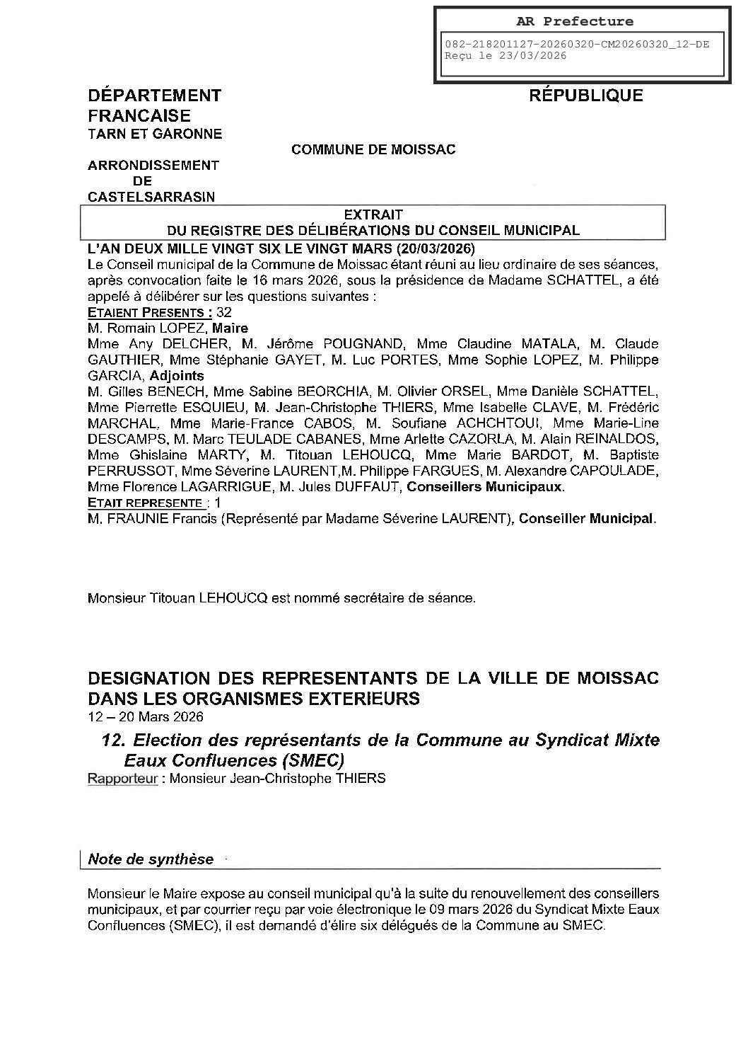 12 REPRESENTANTS AU SMEC
