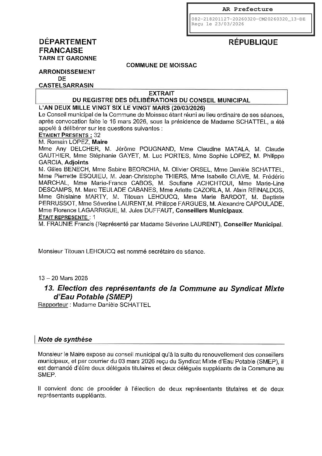 13 REPRESENTANTS AU SMEP