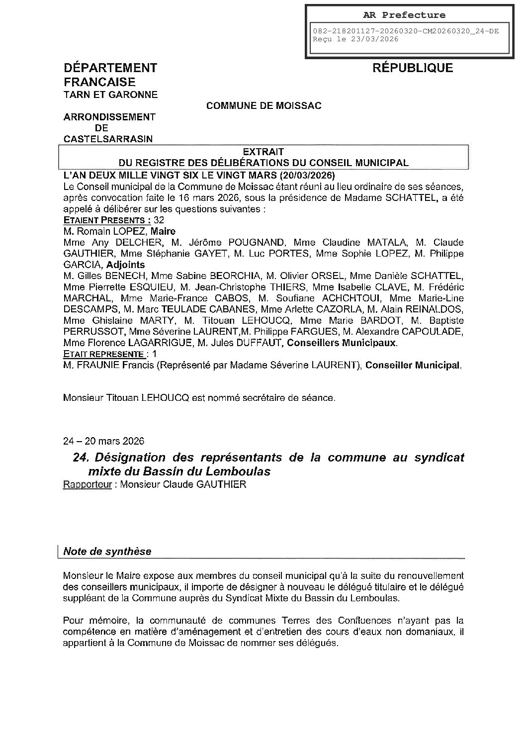 24 REPRESENTANT AU BASSIN DE LEMBOULAS