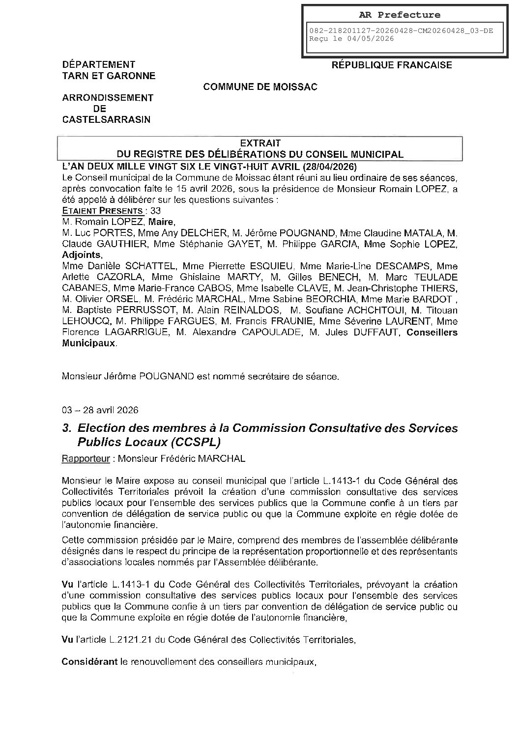 04 03 ELECTION DES MEMBRES A LA CCSPL