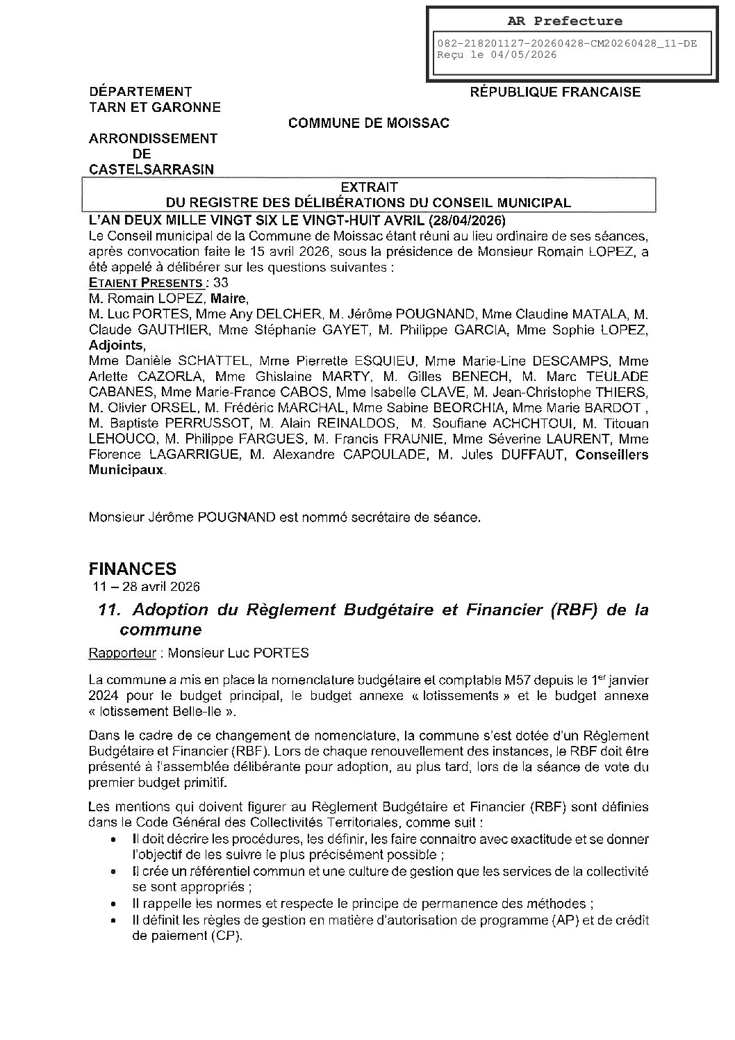 04 11 ADOPTION DU REGLEMENT RBF