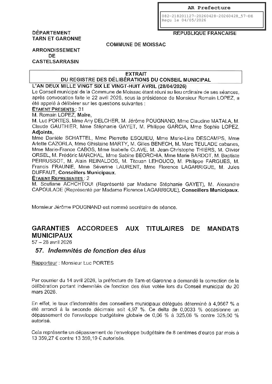 04 57 INDEMNITES DES ELUS