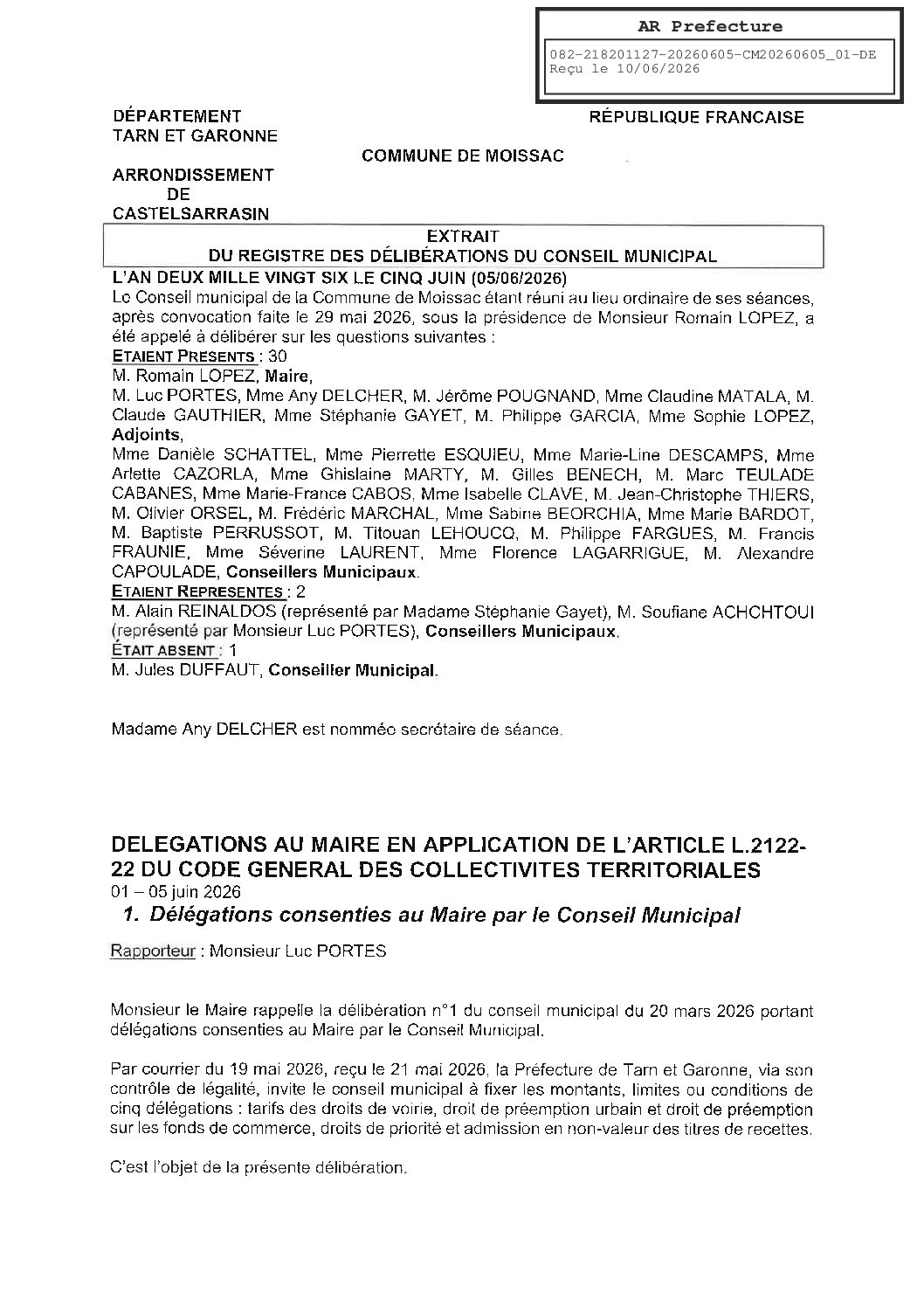 20260605 01 DELEGATIONS CONSENTIES AU MAIRE