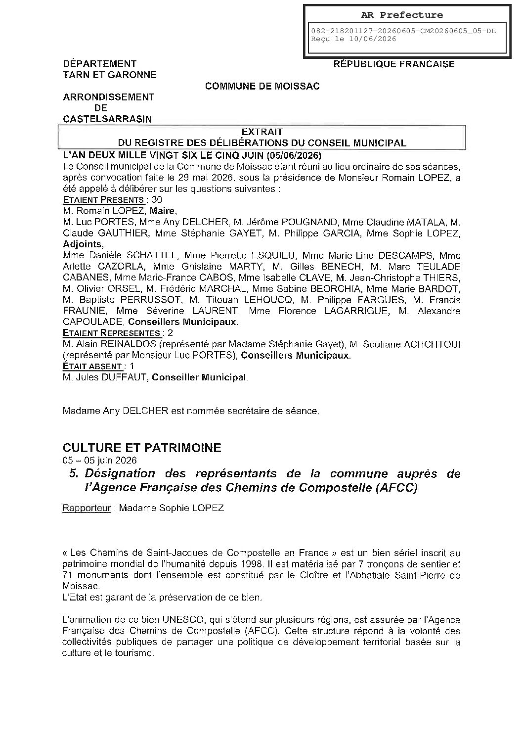 20260605 05 DESIGNATION DES REPRESENTANTS AUPRES DE AFCC